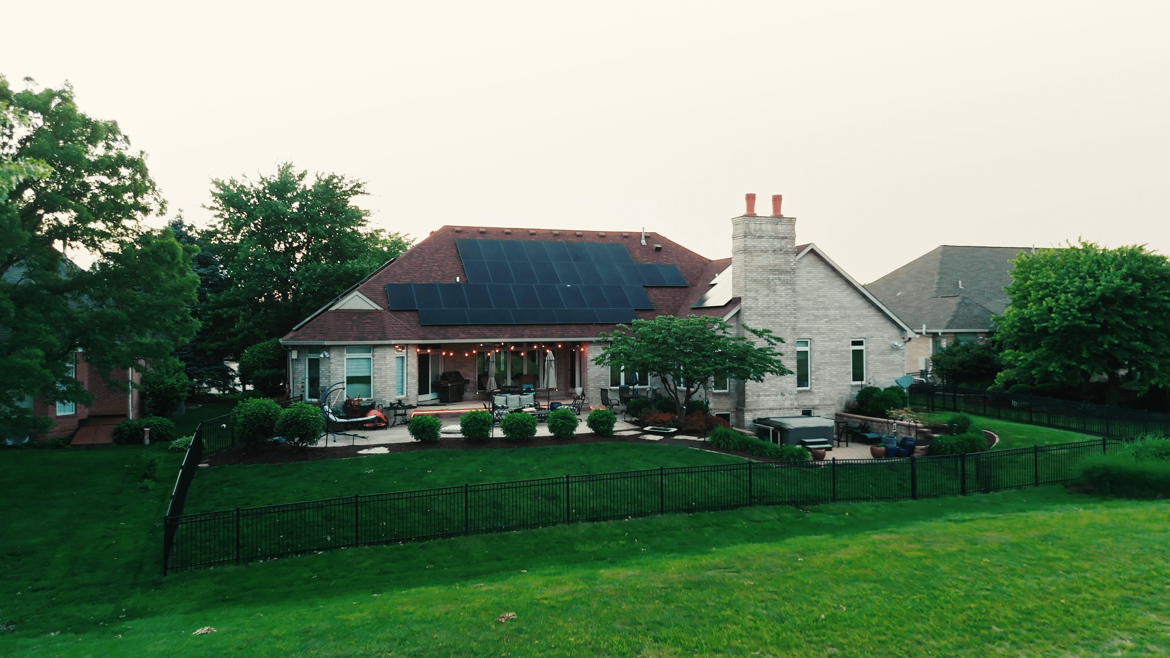 Solar panels on modern home